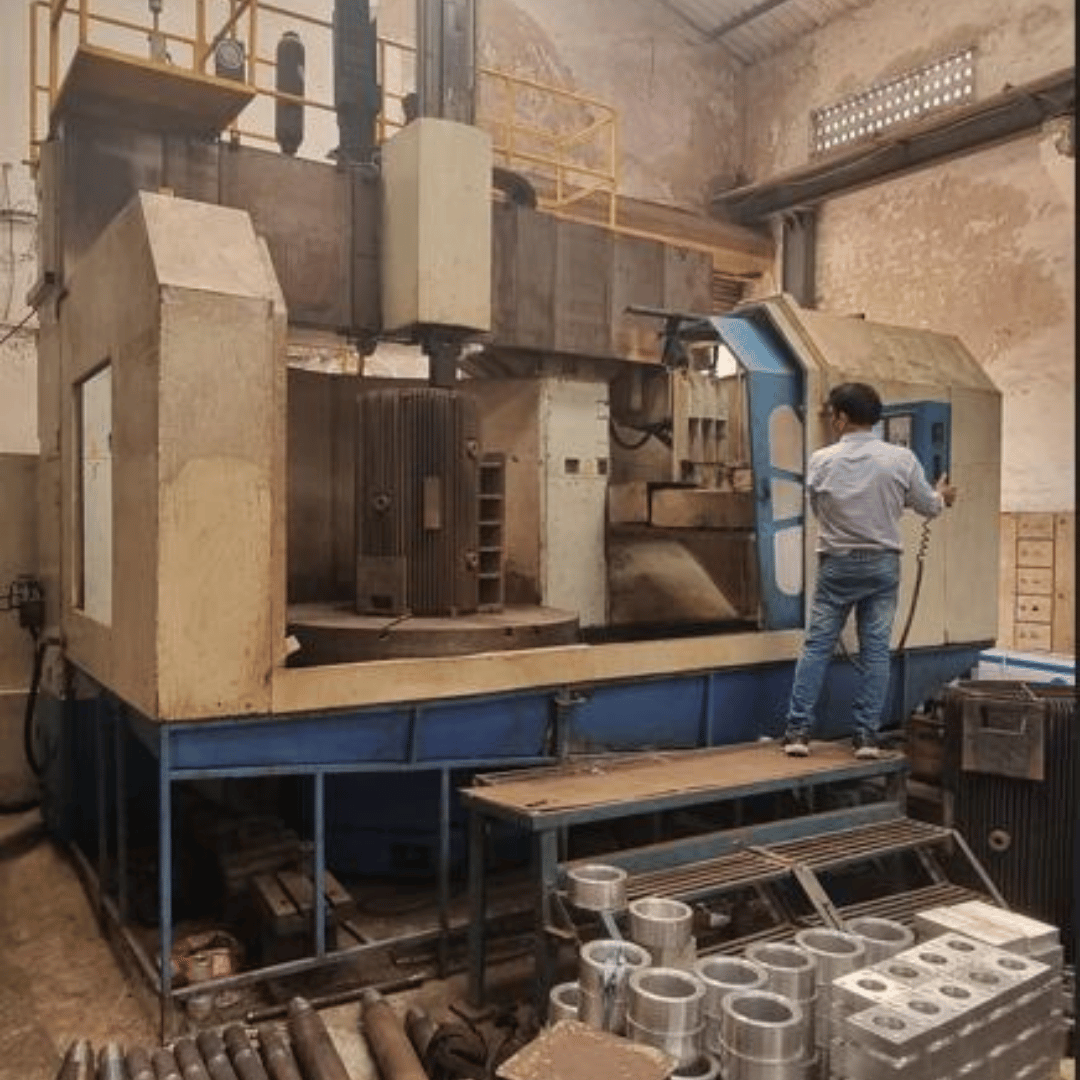 Heavy Duty Machining Setup with Operator